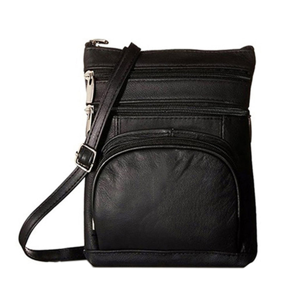 Womens Genuine Leather Multi-Pocket Crossbody Purse Bag