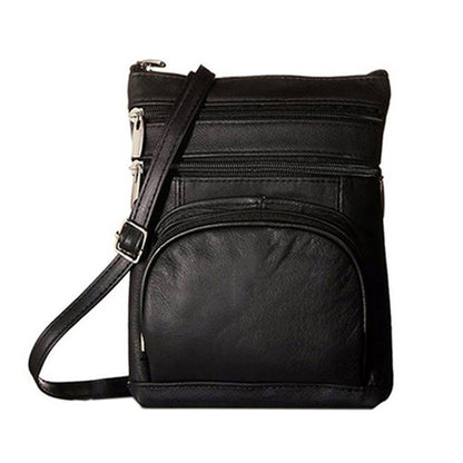 Womens Genuine Leather Multi-Pocket Crossbody Purse Bag