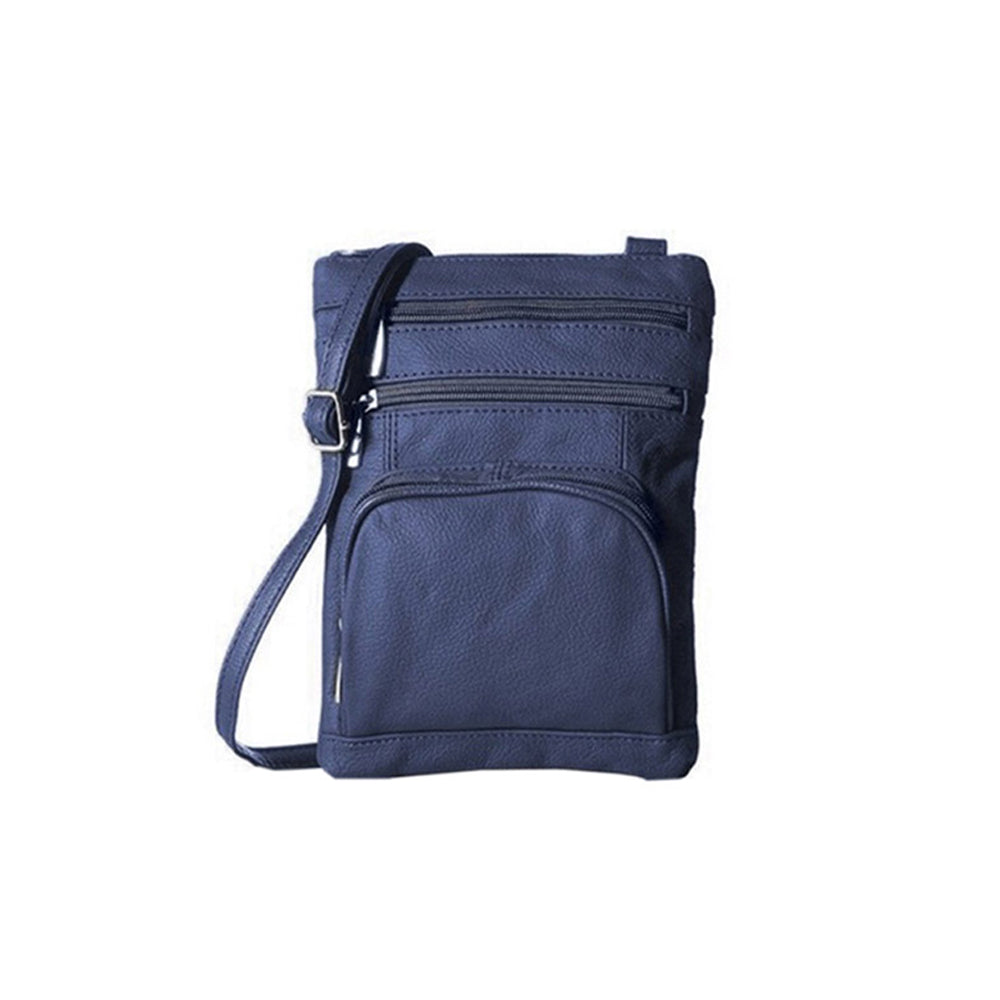 Womens Genuine Leather Multi-Pocket Crossbody Purse Bag