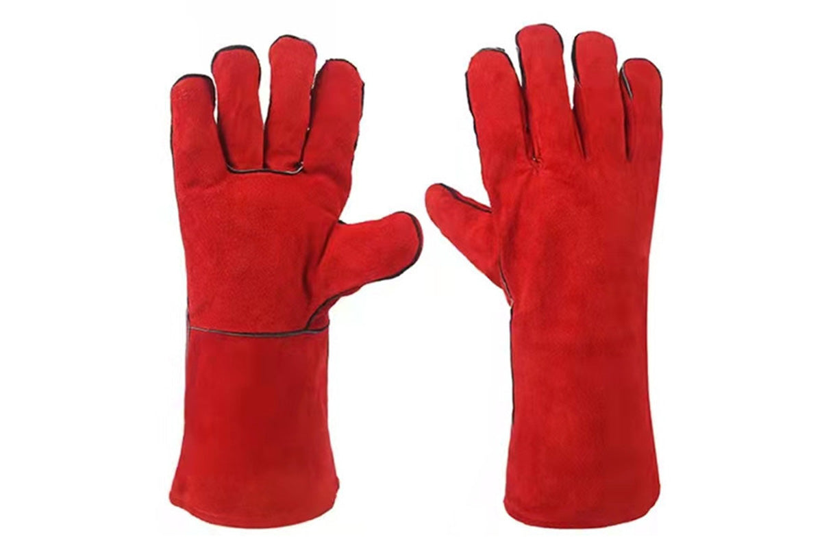 Double Layer Leather Welding Gloves Heat Resistant Fireproof Safety Gloves