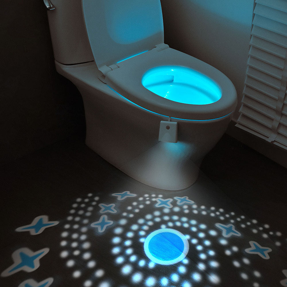 2Pcs Toilet Night Light with Star Projector Motion Sensor Activated LED Lamp