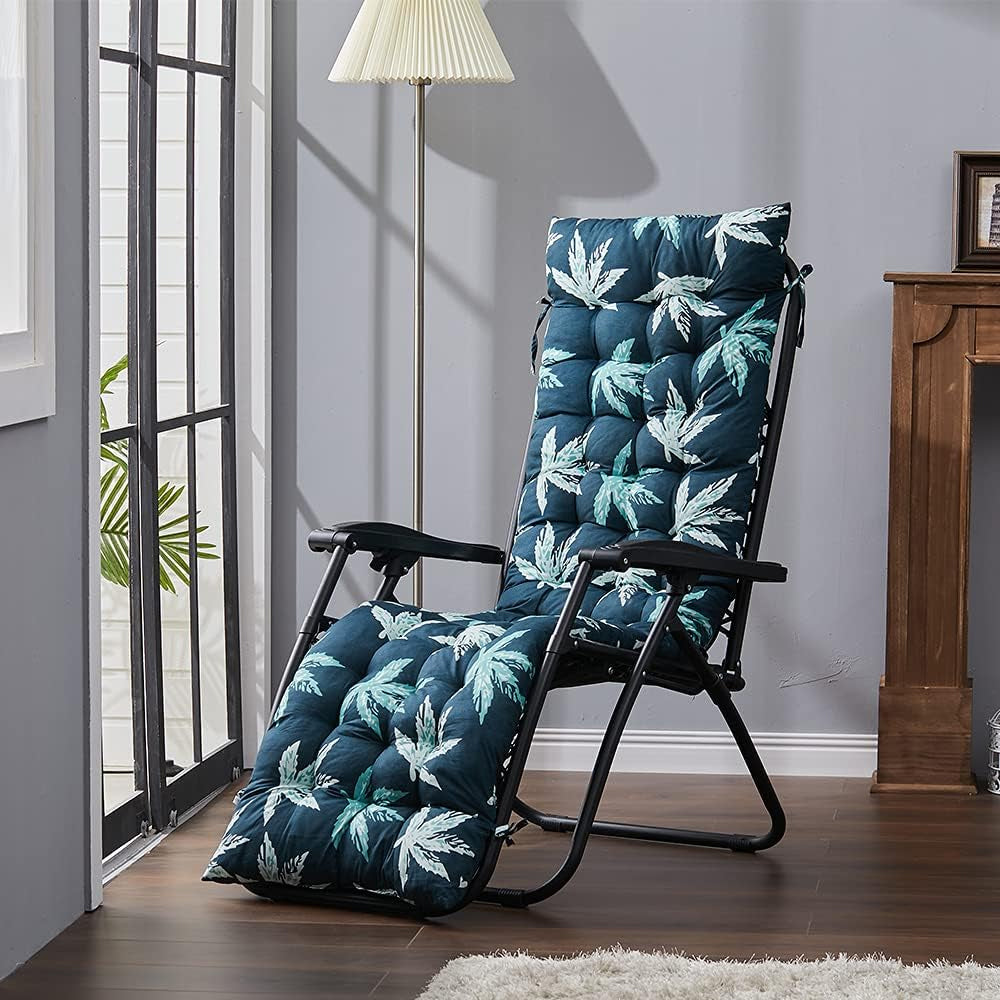 Floral Printed Lounger Chair Cushion with Anti-slip Ties