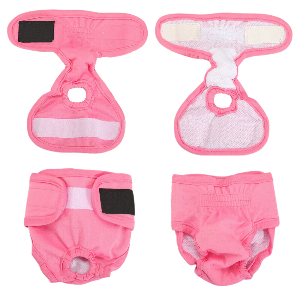 Female Dog Diaper Wrap Sanitary Pant with Hole Reusable Physiological Underpants-Pink