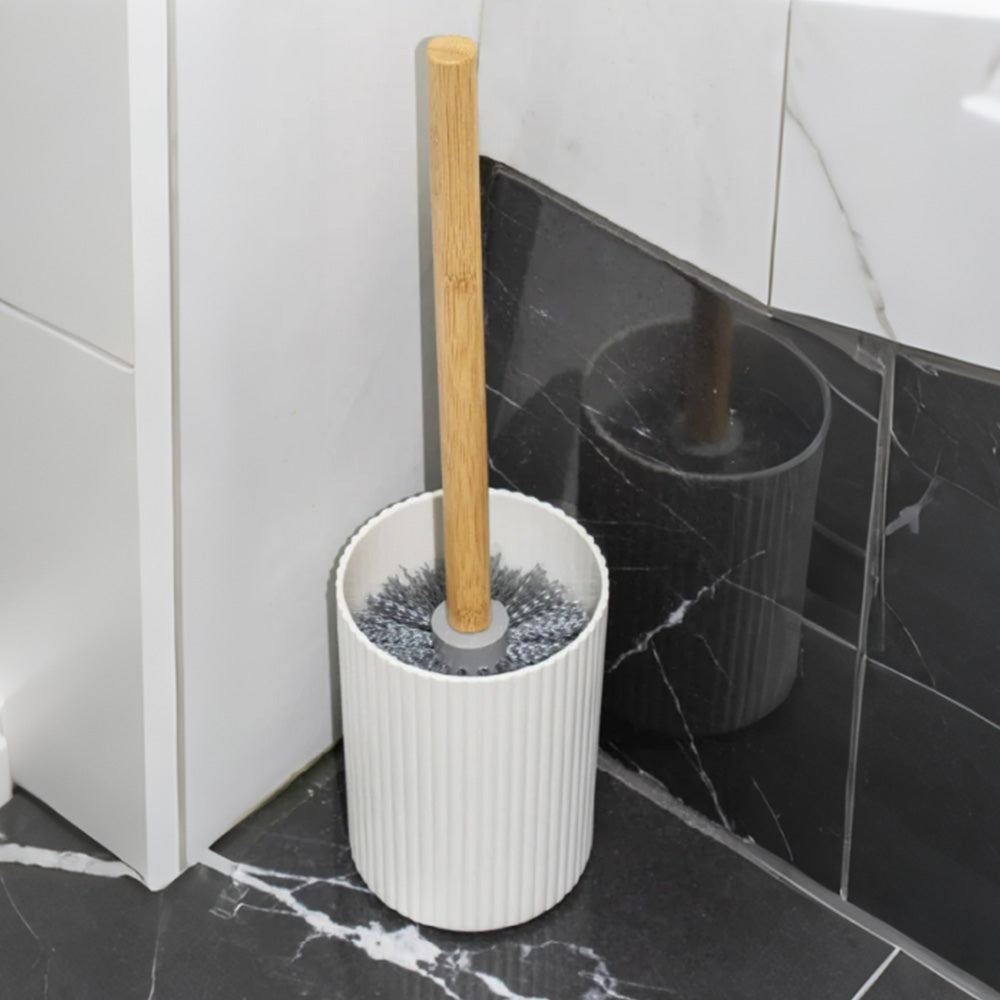 6 Pcs Bathroom Wash Set with Bamboo Lids and Plastic Body