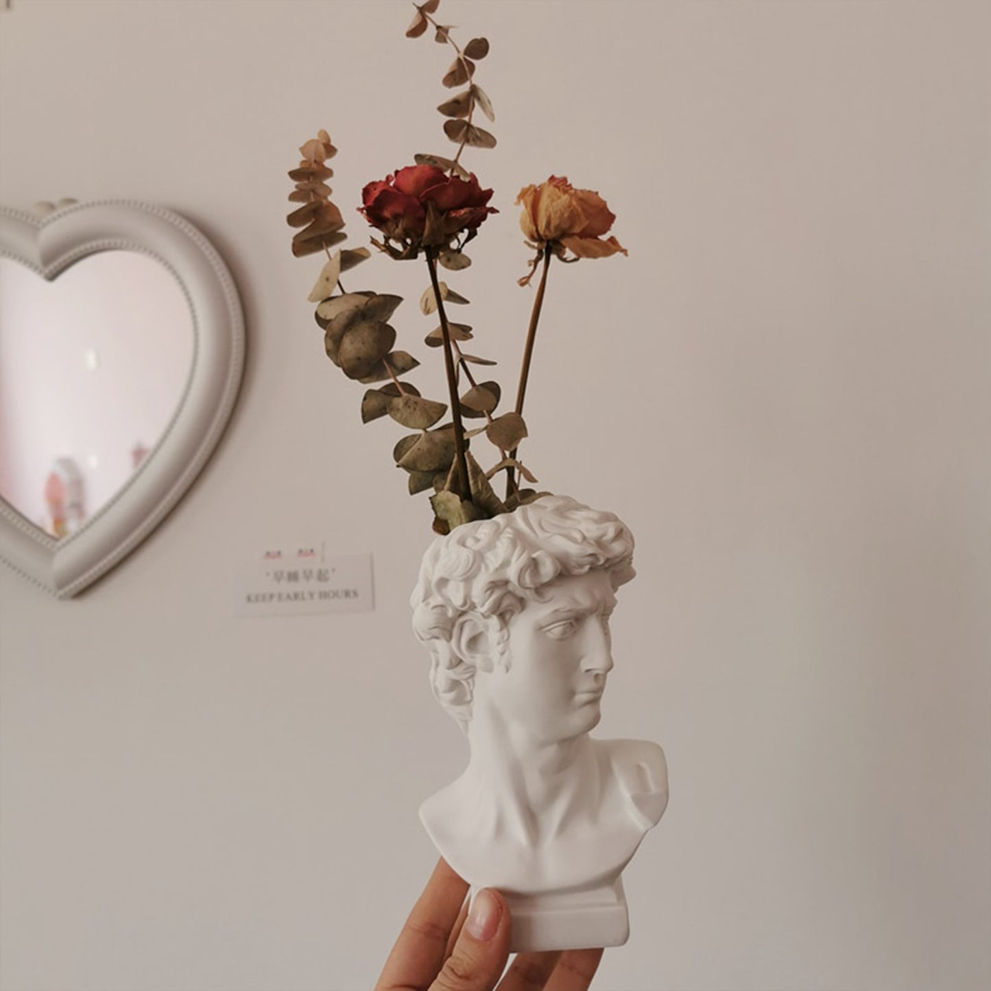 Resin Creative Human Head Sculpture Makeup Brush Storage Box Flower Pot Pen Holder