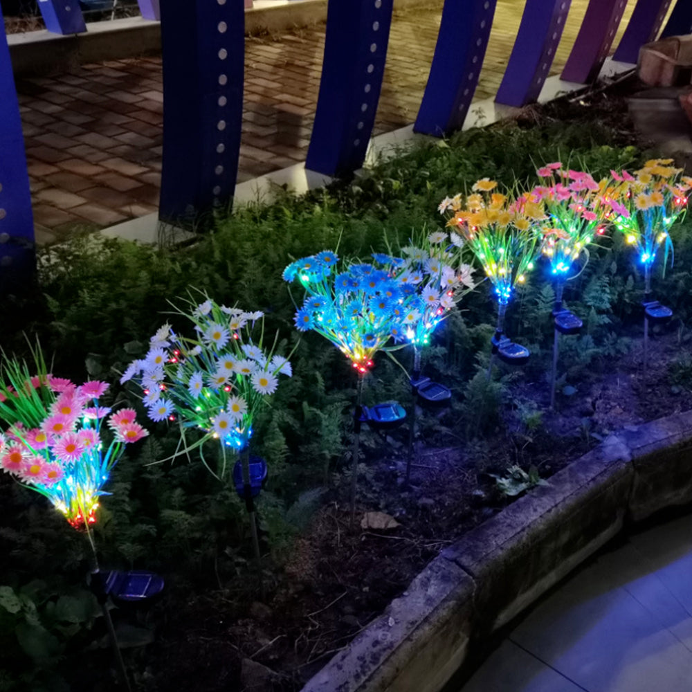 4Pcs Solar Garden Flowers Stake Light