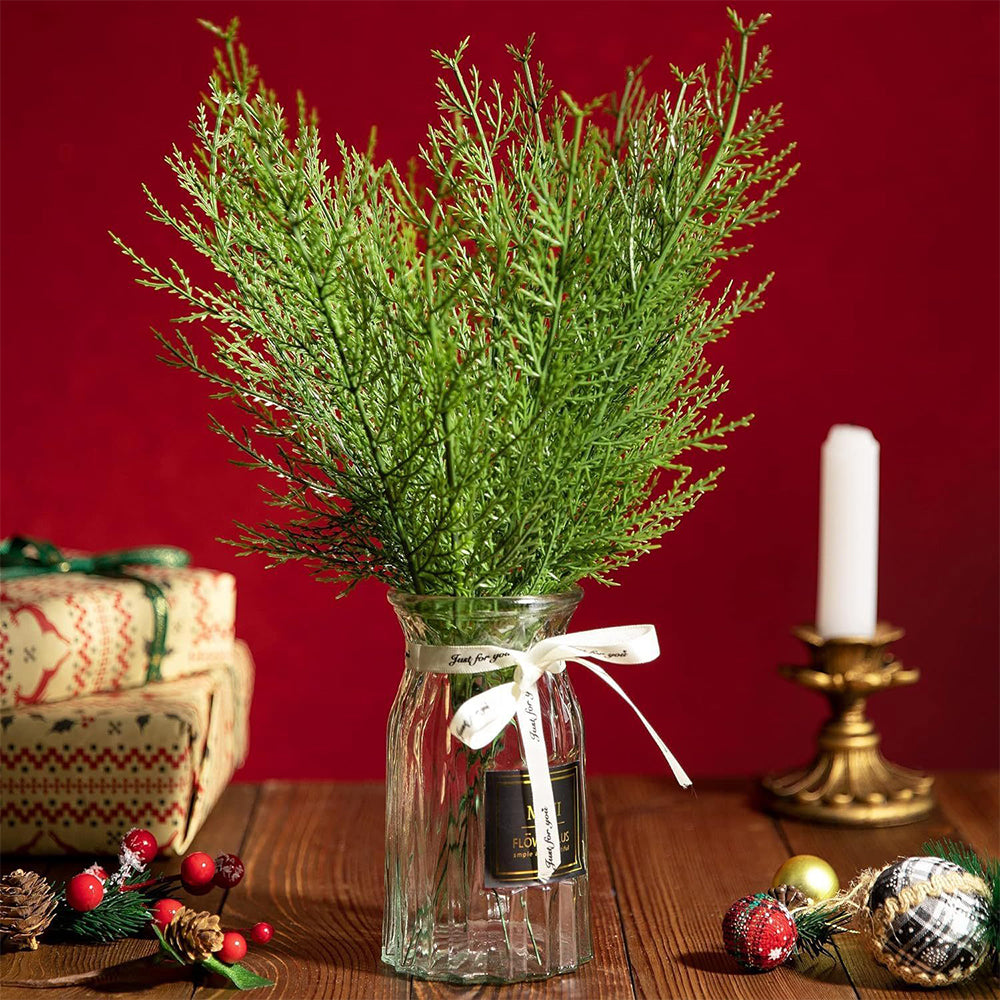50Pcs Artificial Green Pine Needles Branches Plastic Pine Twigs Stems Picks