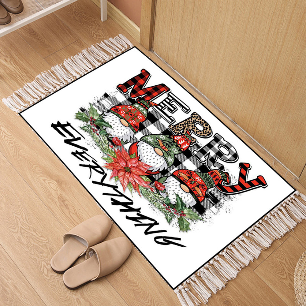 Christmas Dwarf Woven Washable Rectangular Floor Mat Floor Rug