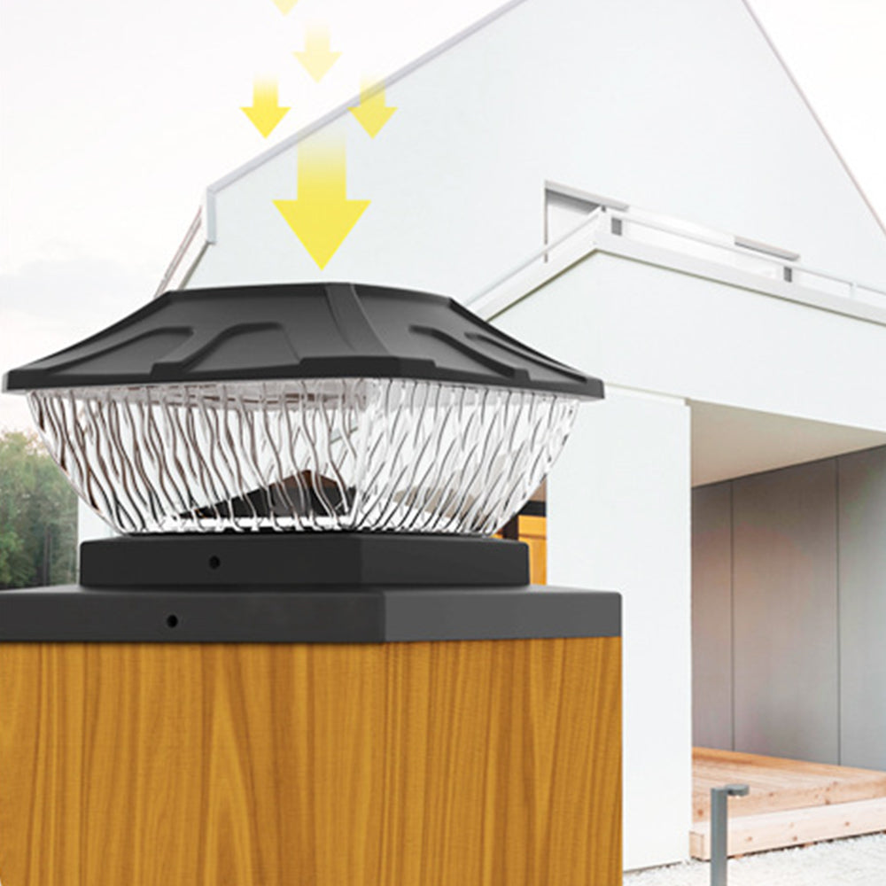 4Pcs 8LED 2 Modes Solar Powered Deck Fence Cap Lights for 4x4 5.5x5.5 Inch Posts
