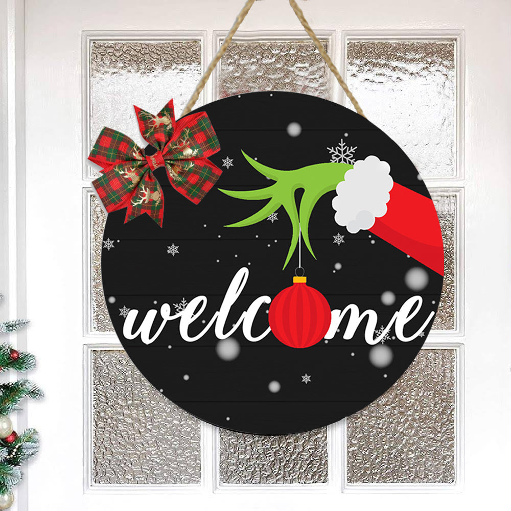 Christmas Door Plate Wooden Sign Christmas Welcome Listing Door Wall Decoration