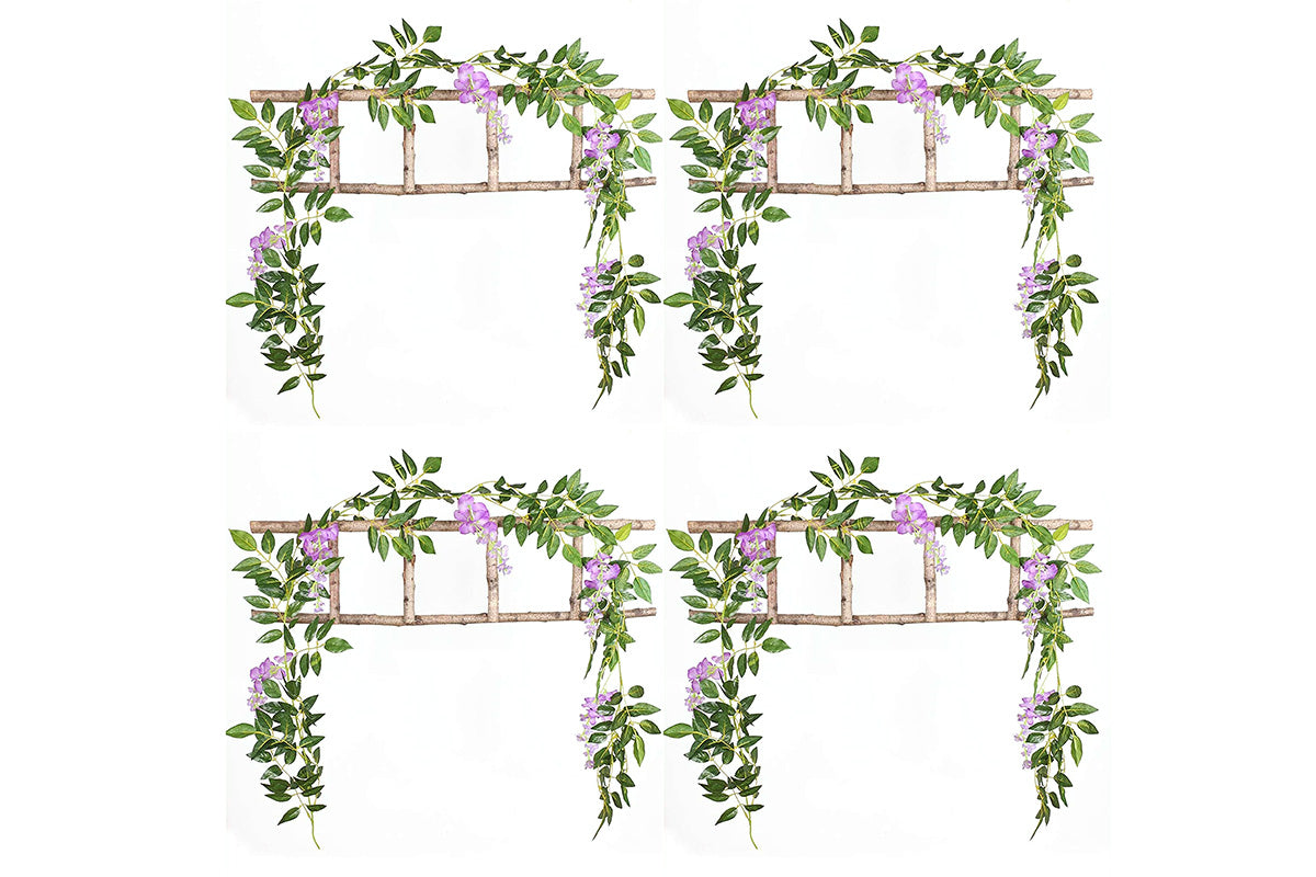 4Pcs Artificial Silk Wisteria Vine Hanging Garland 1.8 m for Home and Garden Decoration