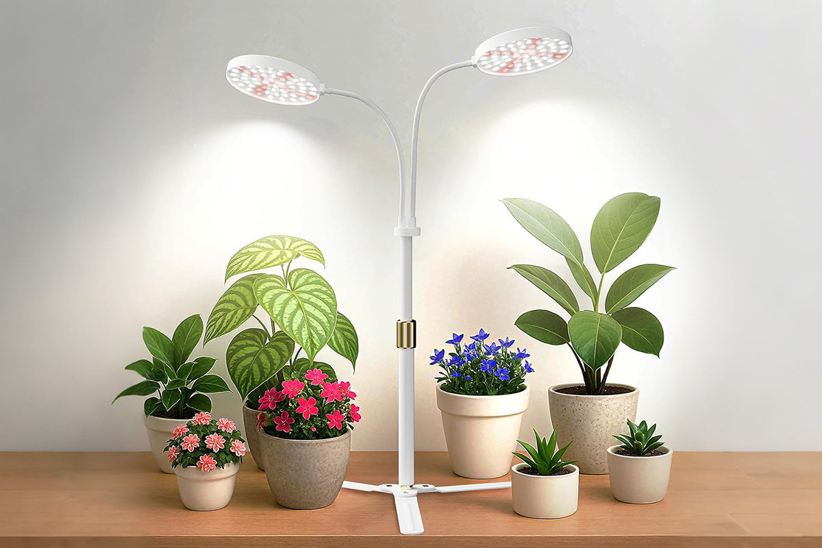 LED Grow Light Dual Head Full Spectrum Adjustable Plant Lamp for Indoor Plants