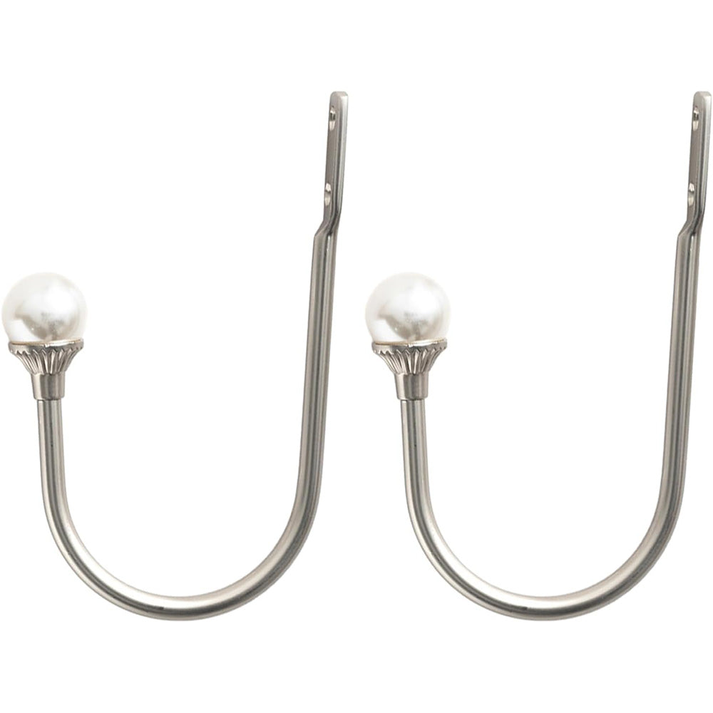 2Pcs U Shape Pearl Curtain Holdback Hooks with Screws
