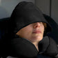 Hooded Travel Pillow with 3D Eye Masks Memory Foam Neck Pillow for Airplane Sleeping