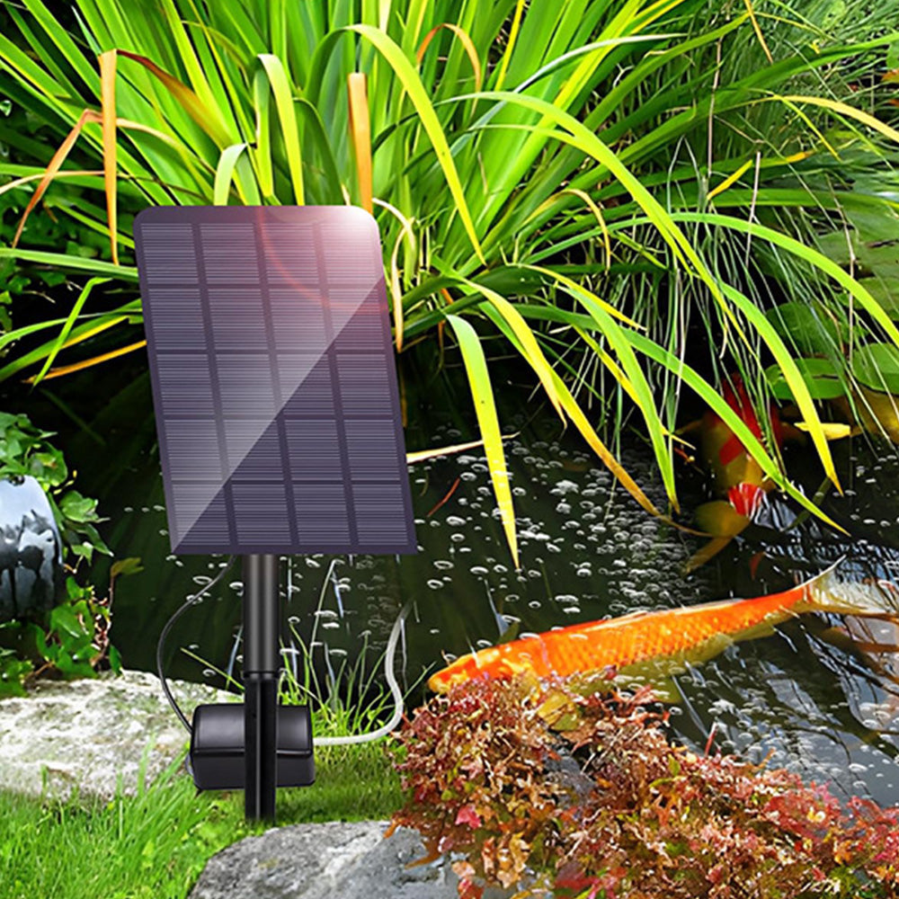 Solar Powered Oxygen Aerator Pump with Air Stone and Ground Stake for Pond Pool and Aquarium