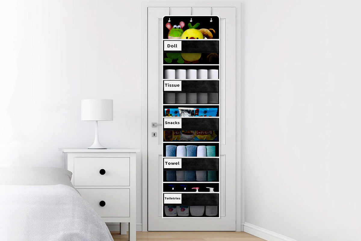 5-Tier Over the Door Hanging Storage Organizer with 10 Side Mesh Pockets