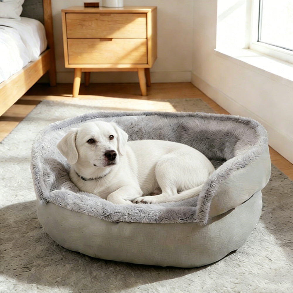 Soft Dog Bed for Indoor Anti Slip Pet Bed for Small Medium Dog Cat-Grey