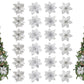 24Pcs Artificial Flowers Christmas Tree Decorations for Wreath Fireplace Stairs