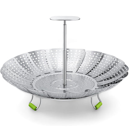 Removable Handle Stainless Steel Folding Steamer Tray