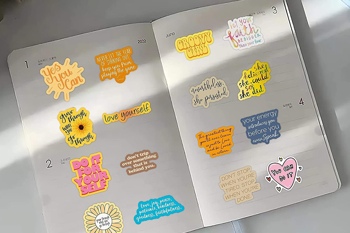 100pcs Motivational Stickers Pack Positive Quote Scarpbooking Laptop Cars