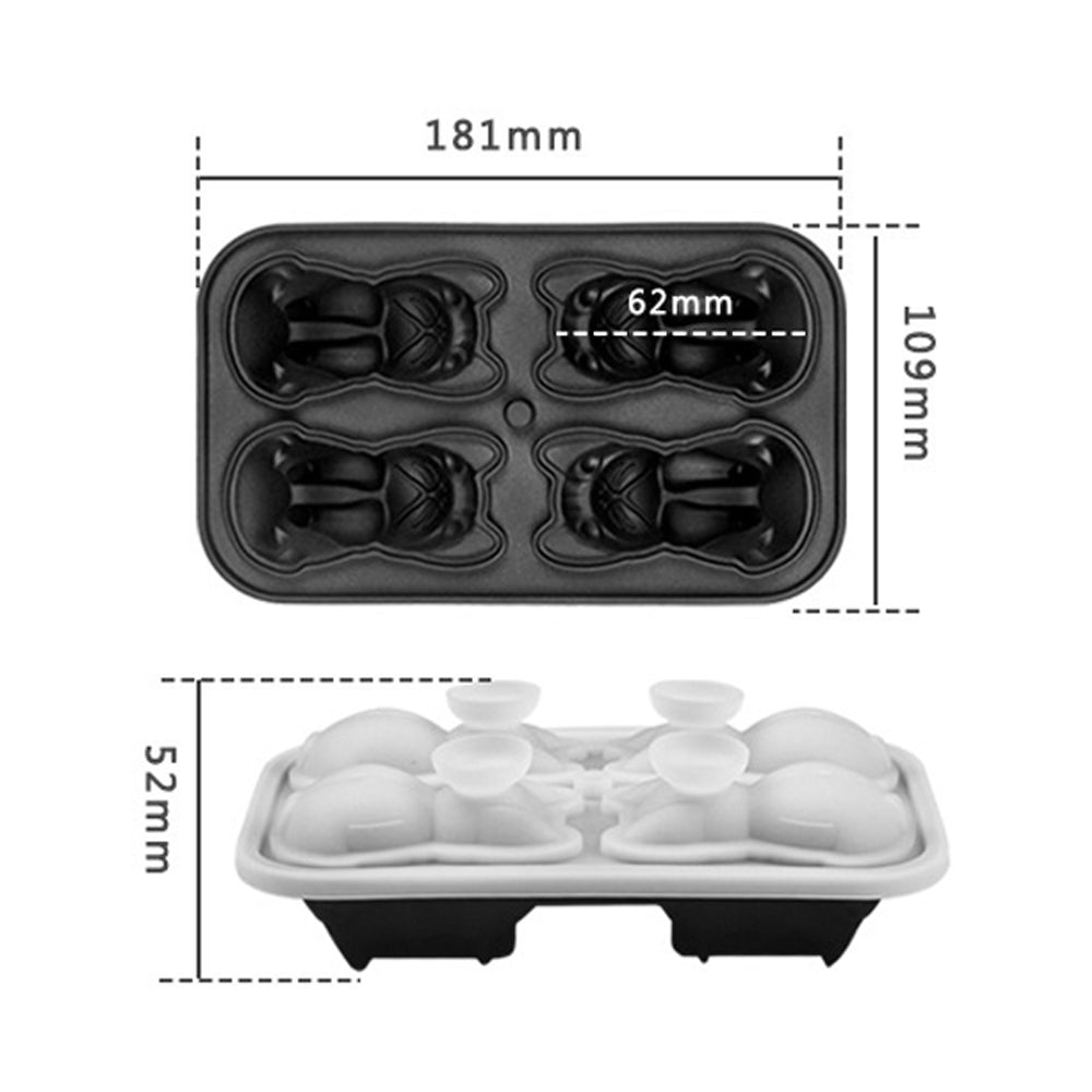 3D French Bulldog Ice Cube Mold DIY Ice Ball Mold with Lid