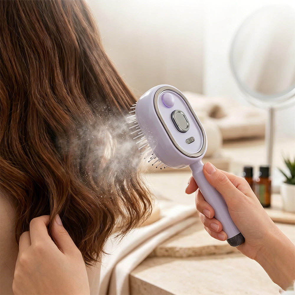 Electric Steam Hair Brush Mist Spray Cushion Comb