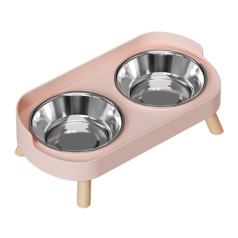 Elevated Double Stainless Steel Pet Food and Water Bowl Set