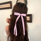6Pcs Artificial Silky Satin Bow Hair Clips Ribbon Accessories