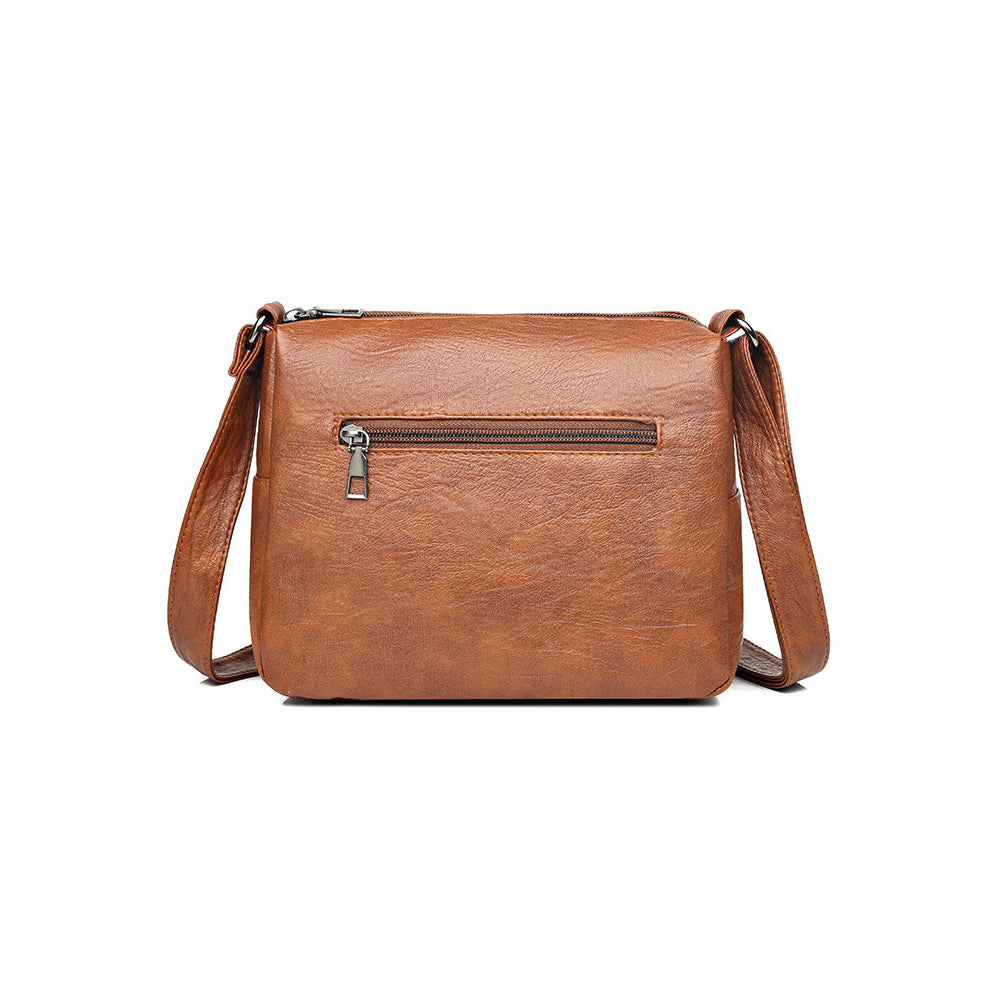Retro Multi Pockets Crossbody Bag PU Leather Crossbody Shoulder Bag for Women