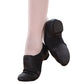 Leather Dance Shoes with Stretch Fabric Slip Resistant Sole Low Heel Women-Black