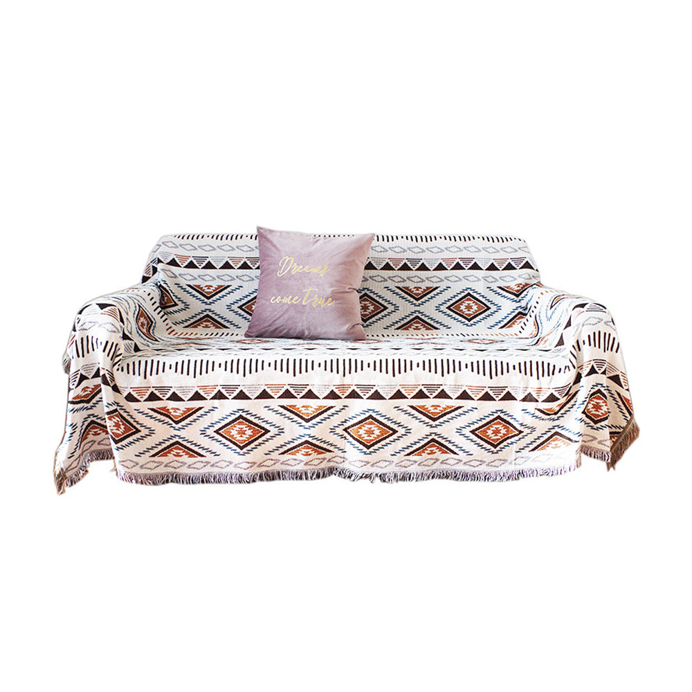 130x160cm Aztec Throw Blanket Bohemian Sofa Throw Blanket with Tassels