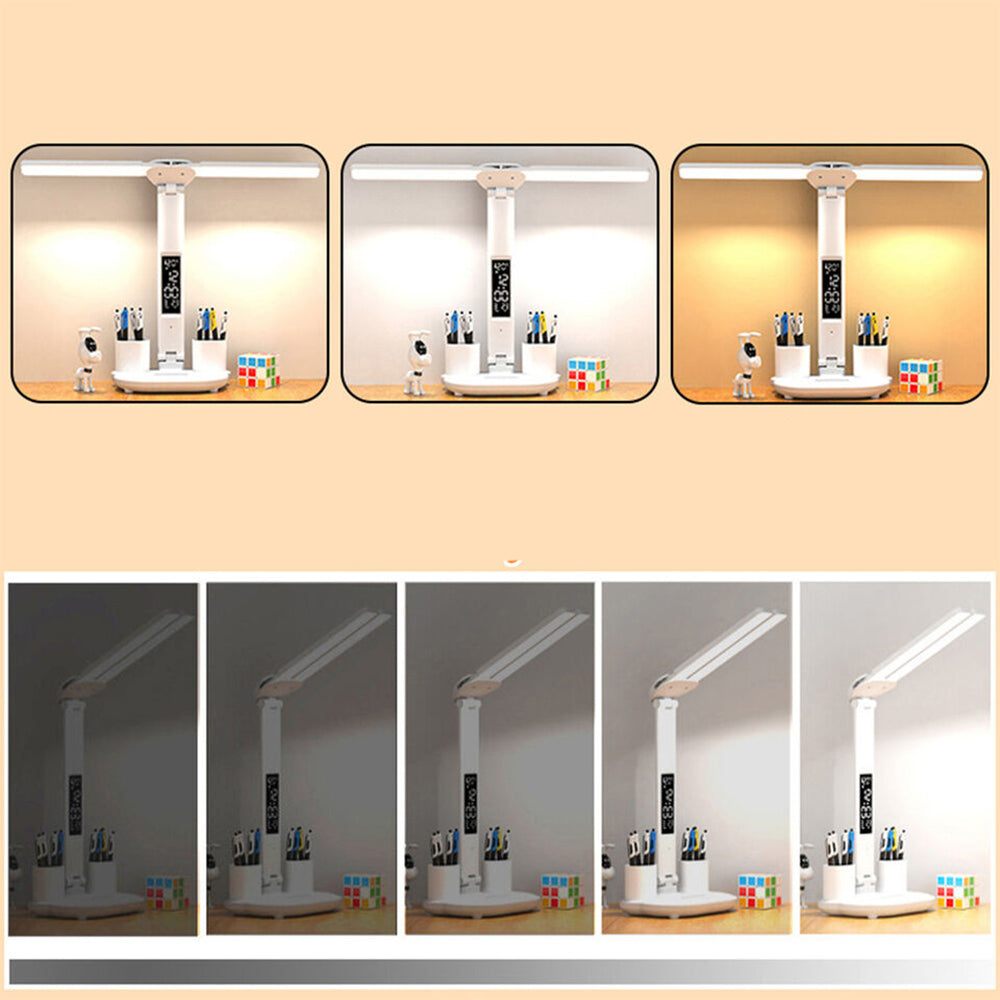2Pcs USB Rechargeable Touch LED Dimmable Desk Lamp with Pen Container