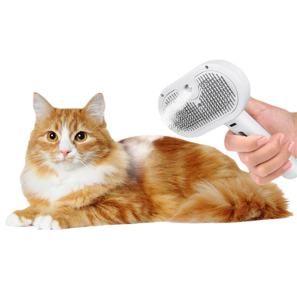 Rechargeable Pet Cat Dog Grooming Spray Brush with Self-Cleaning Function