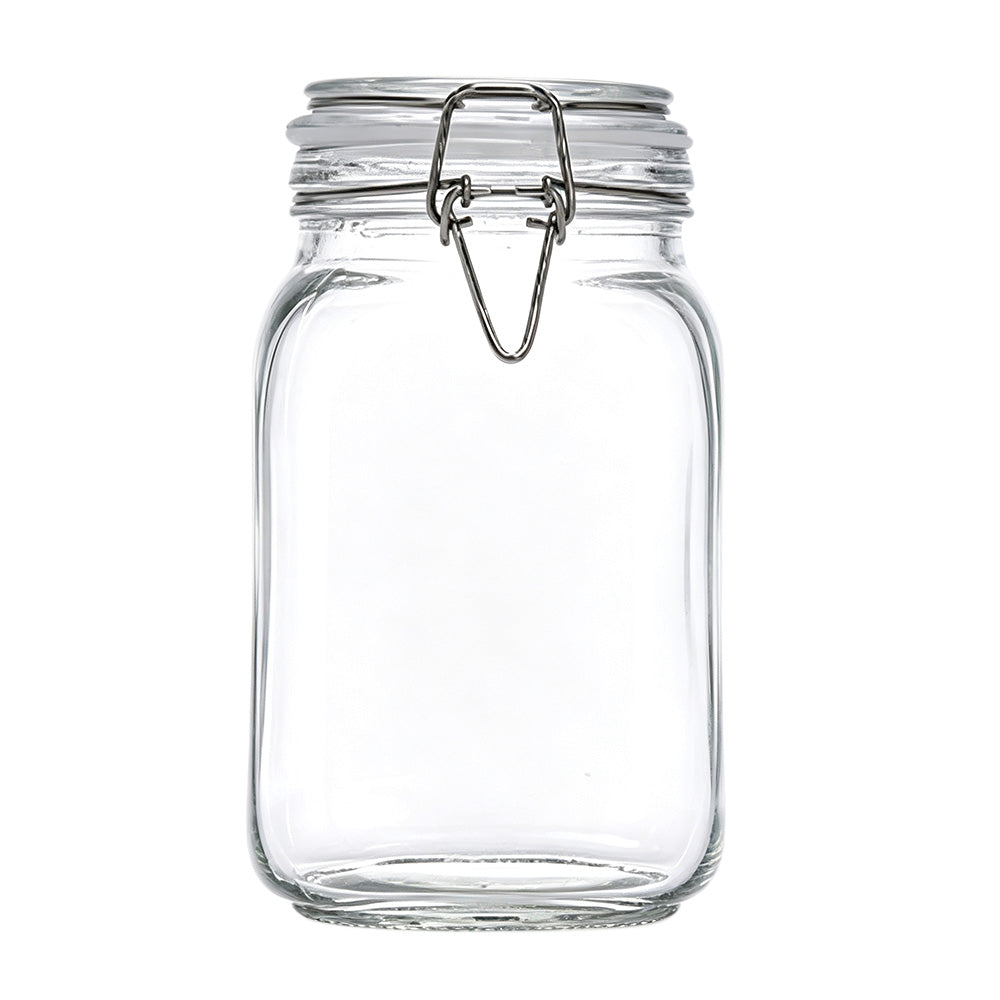 1000ml Clear Glass Airtight Storage Jar with Clamp Lid and Silicone Seal