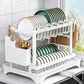 Two-Tier Carbon Steel Dish Drying Rack with Divided Storage