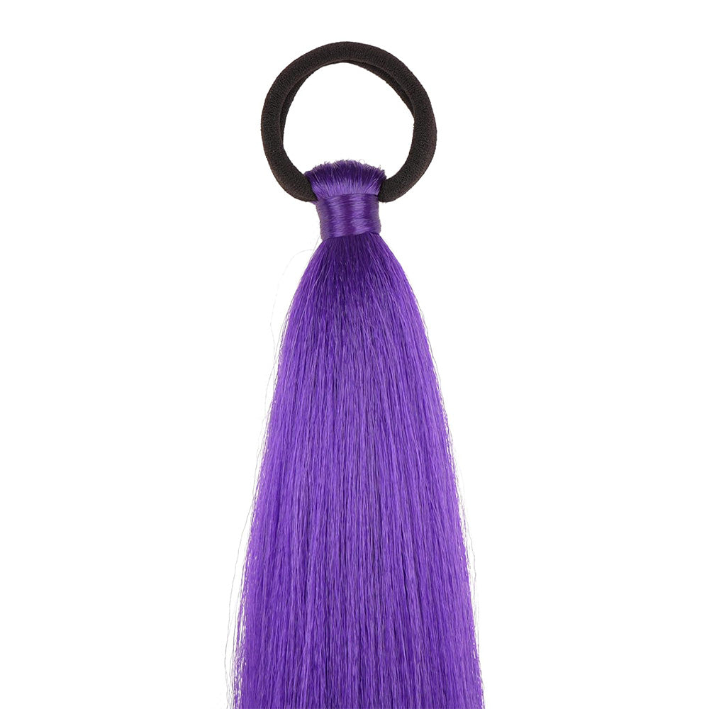 2PCS Purple Ponytail Extension With Elastic Tie Straight Sleek Wrap Around Braid