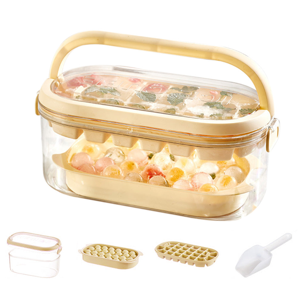 2-Tier Ice Cube Tray Mold with Press-Release Lid and Storage Box for Kitchen