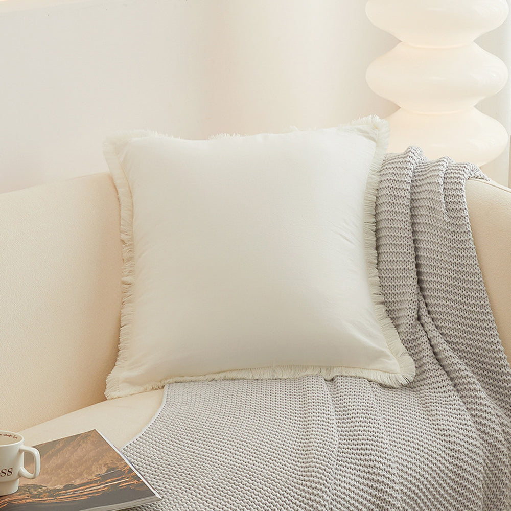 2Pcs 45x45cm Tassel Trim Throw Pillow Cover