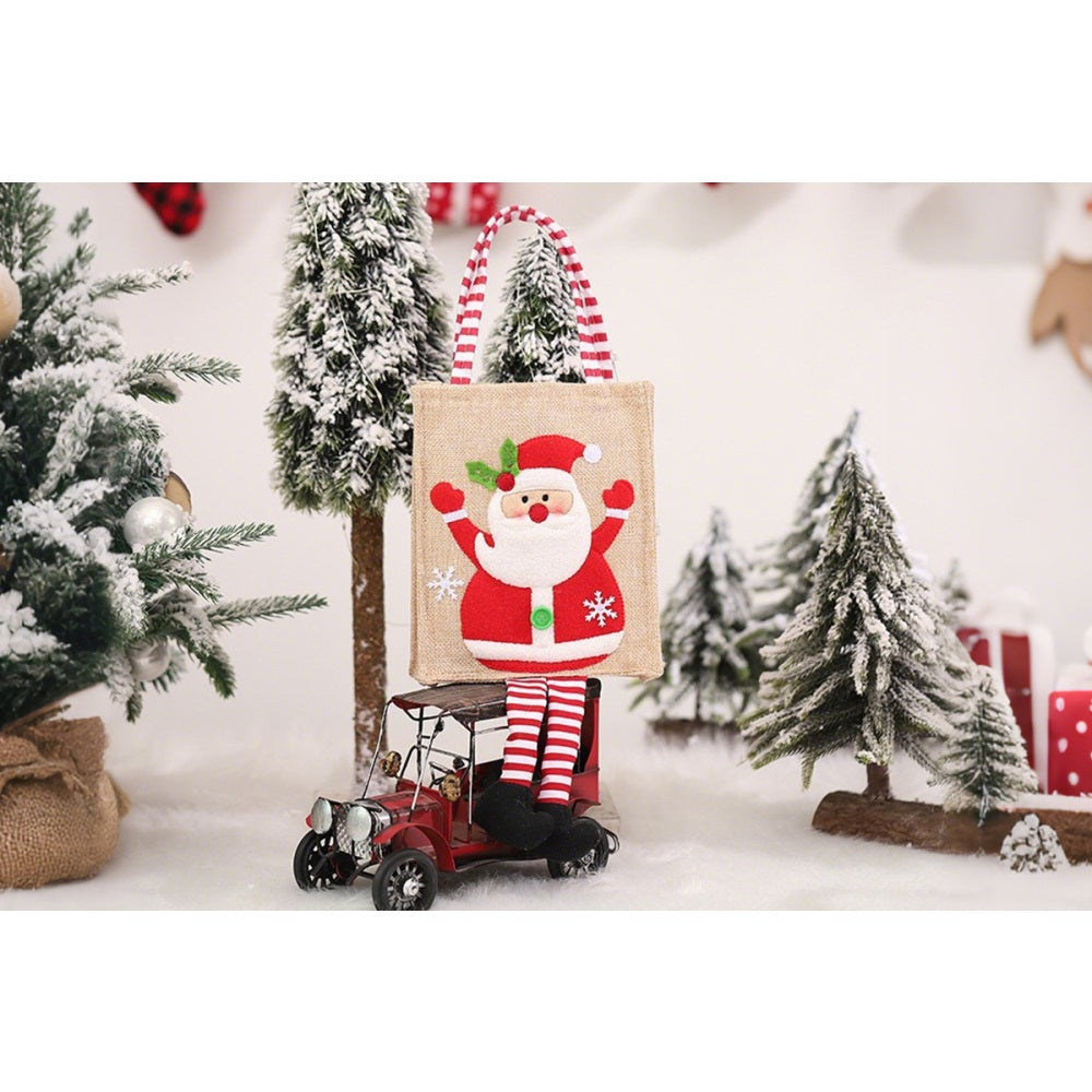 Creative Burlap Christmas-Themed Tote Bag
