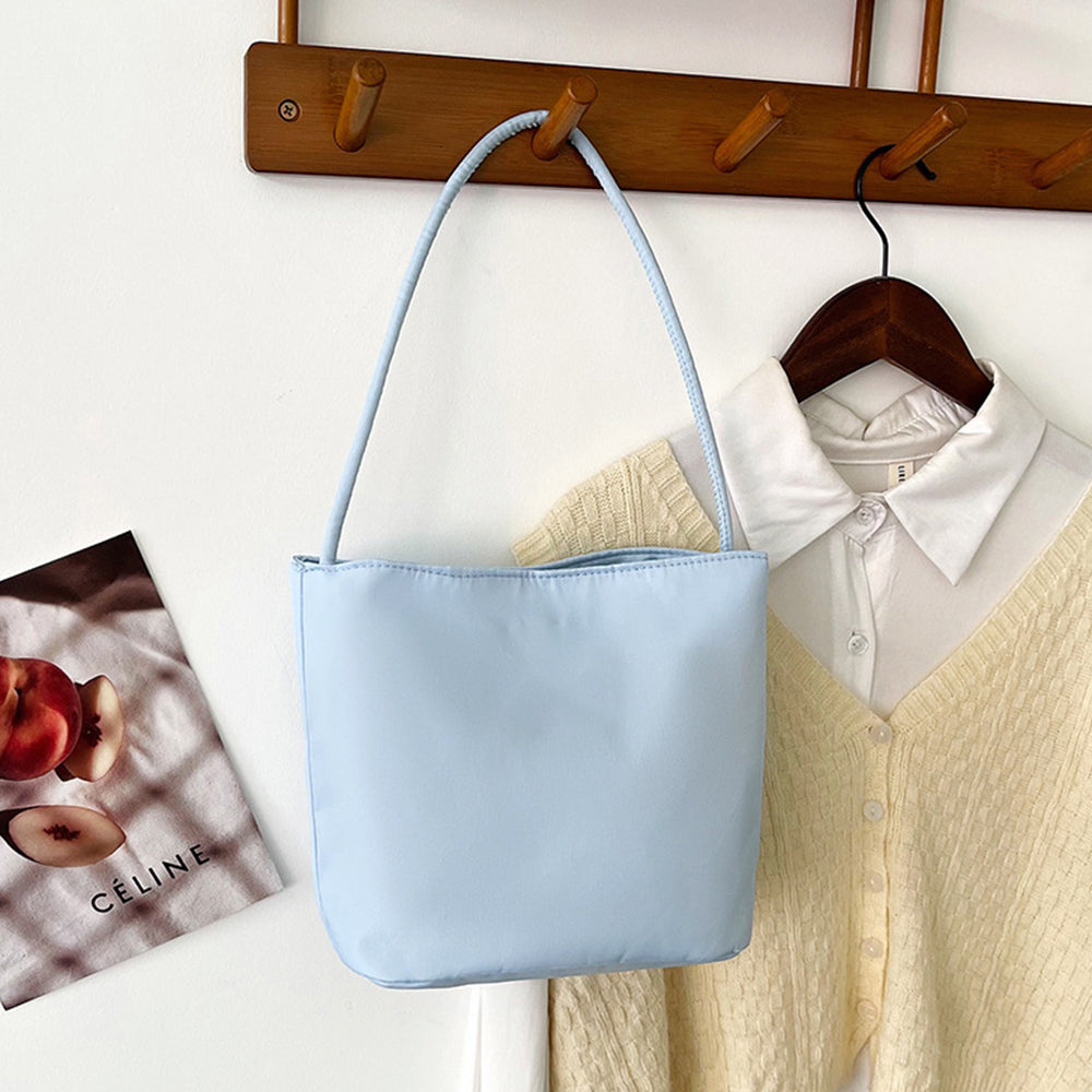 Nylon Bucket Bag Casual Lightweight Handbag Shoulder Tote for Women