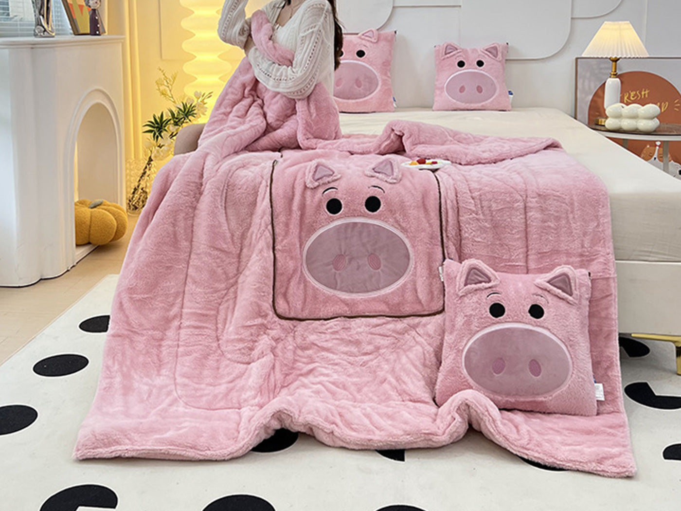Pillow Blanket Throws Back Support Cushion