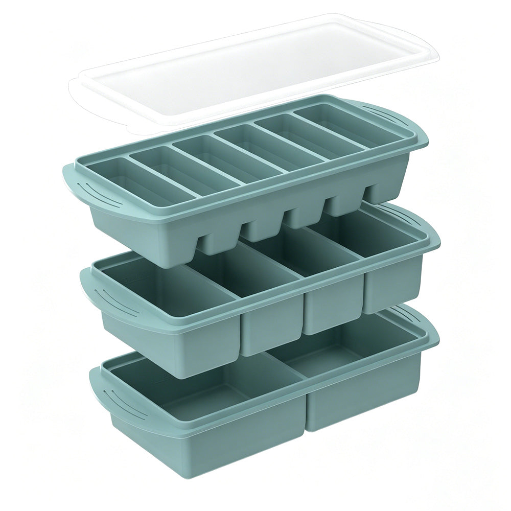 3 Pack Silicone Freezer Trays with Lids for Soup Sauce Meal Prep Storage