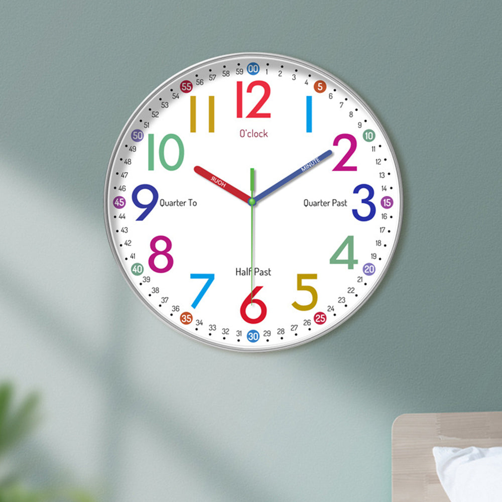 30.5CM Learning Clock for Kids Multicoloured Telling Time Teaching Clock