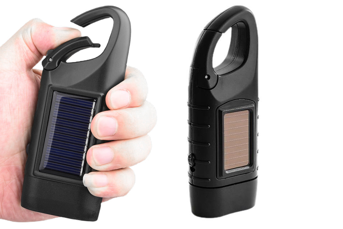 Hand Crank Solar Powered Flashlight Emergency Rechargeable LED Flashlight