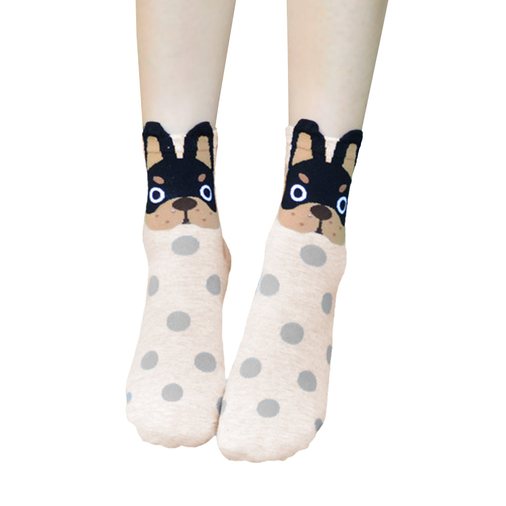 5 Pairs of Cotton Dog Patterns Socks