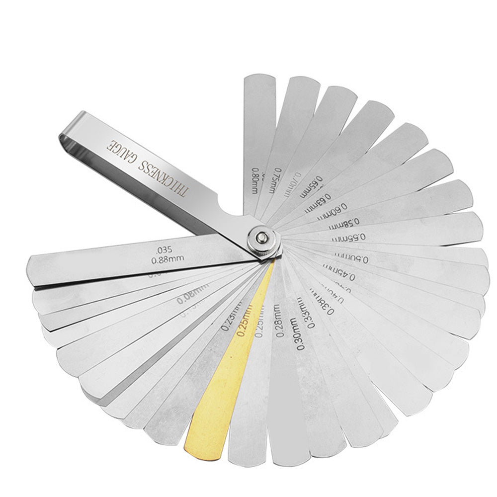 32 Blade Stainless Steel Feeler Gauge Dual Marked Metric Gap Measuring Tool