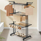 4 Tier Foldable Clothes Drying Rack with Wheels and Storage Hooks