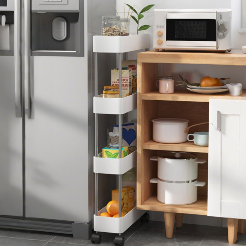 Slim Rolling Storage Cart Bathroom Shelves Organizer for Kitchen Laundry