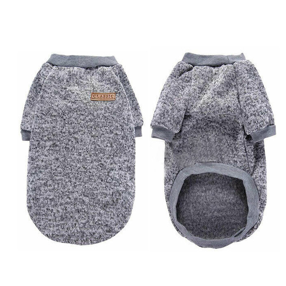 Dog Sweatshirt Pullover Classic Round Neck Soft Clothes for Small Medium Dogs Cats-Grey