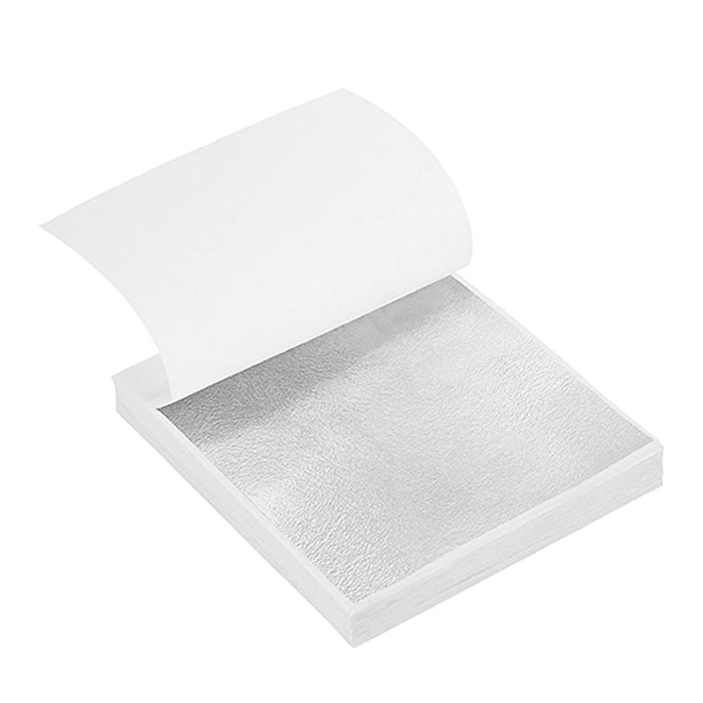 100 PCS Imitation Leaf Sheets Silver Foil Sheets for Nail Art Crafts Furniture